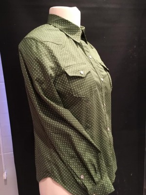 Western Ranch Shirt sz12-14 Sage with white spot