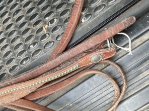Pre-Owned Western leather split reins with dots