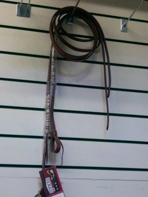 Texas leather split reins with rawhide detail