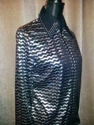 size14 Black & Silver Show Shirt, rail shirt