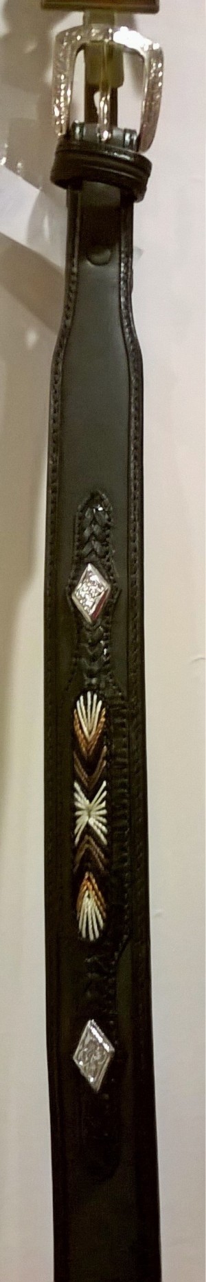 Western Belt, Leather with silver co chonchos and embriodary