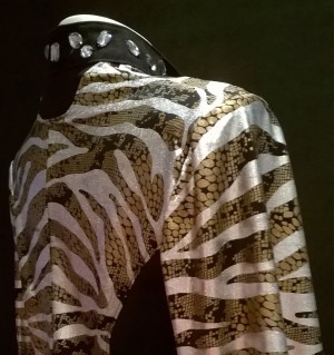 Western Rail Shirt, Size Lrg, Beige Black Silver, animal print,, Western showing, Stretch western shirt